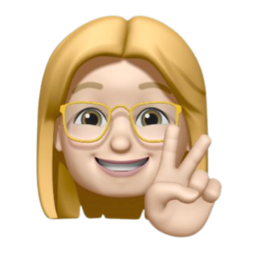 Memoji of a blonde white woman with glasses