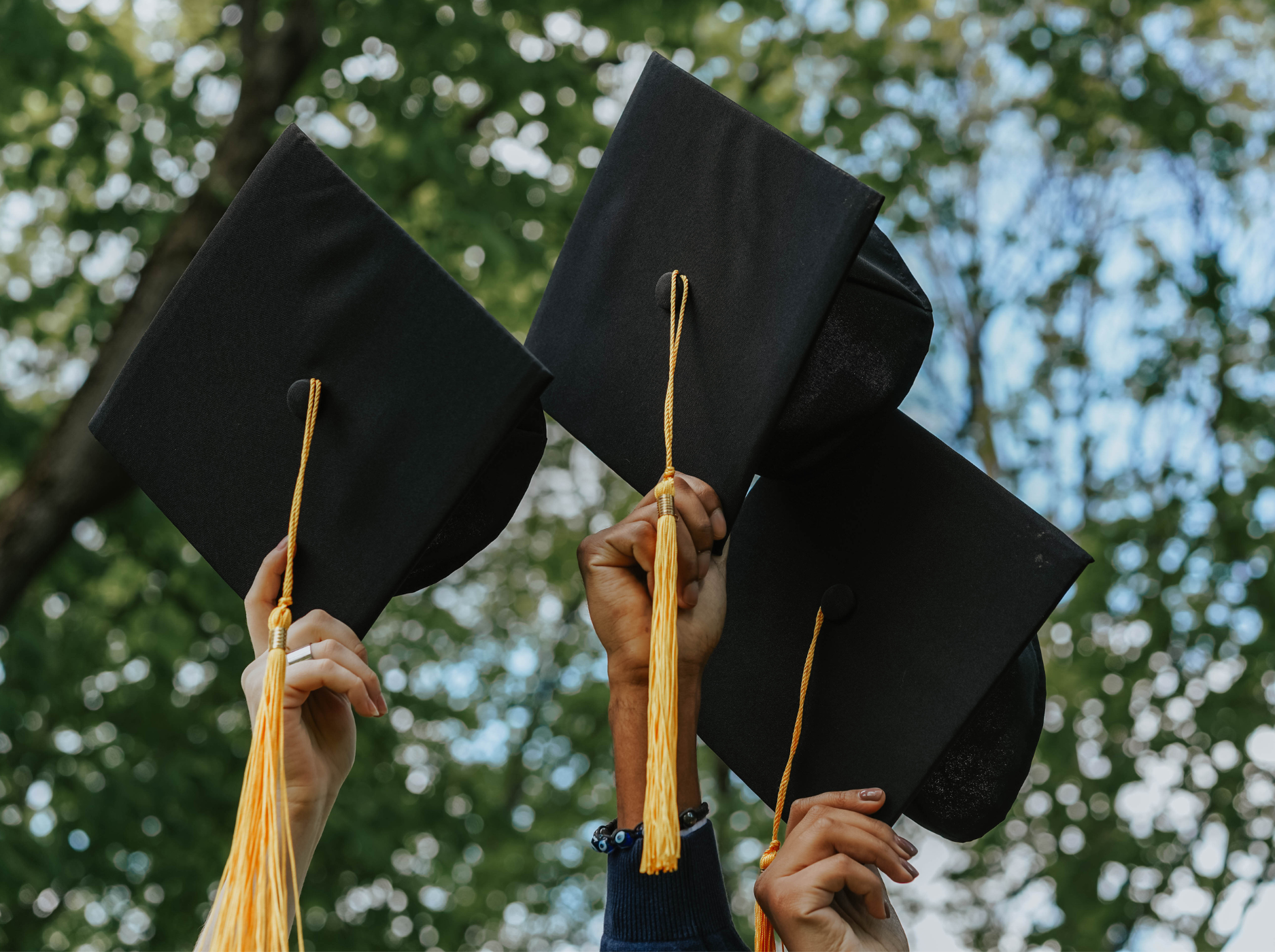 Text reads 'Academic support' over an orange tinted closeup photograph of hands and documents on a table.