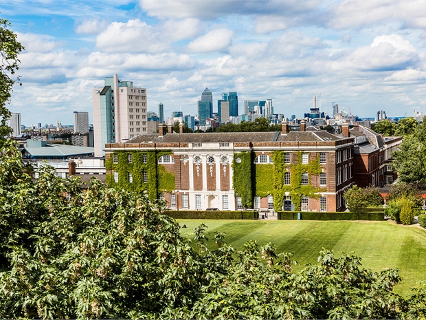 Goldsmiths University of London outside view from drone