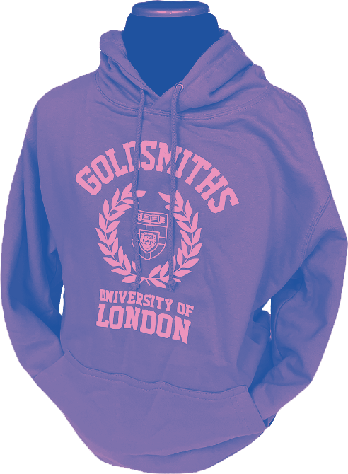 A short sleeved t-shirt that reads Goldsmiths University of London across the front, with a laurel surrounding the Goldsmiths crest